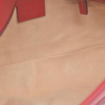 $2850 Gucci Calfskin Matelasse Small GG Marmont Shoulder Bag Red CONSIGNMENT