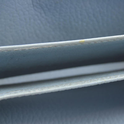 $660 Gucci Blue Calfskin Monochrome Dollar GG Marmont Zip Around Card Holder