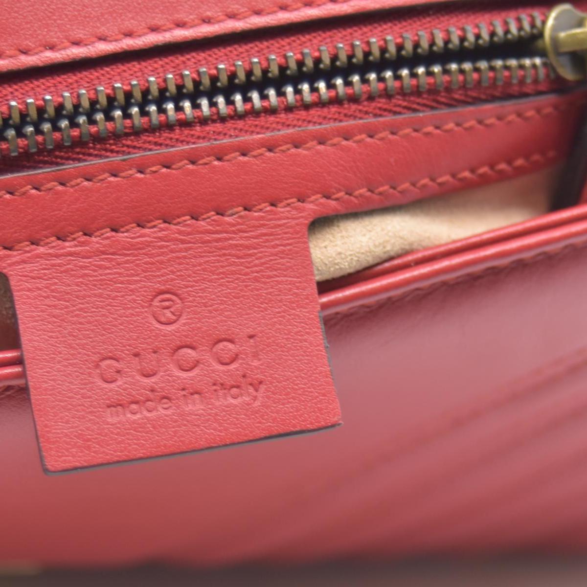 $2850 Gucci Calfskin Matelasse Small GG Marmont Shoulder Bag Red CONSIGNMENT