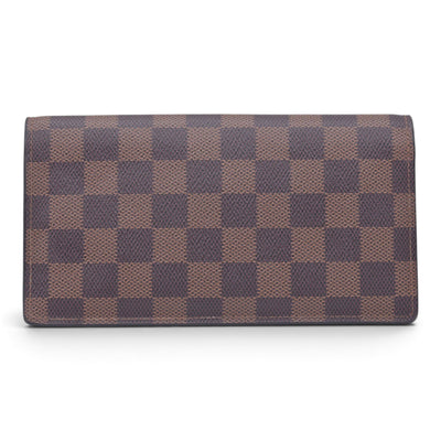 $680 LOUIS VUITTON Damier Ebene Portefeuille International Wallet Brown CONSIGNMENT 10021568