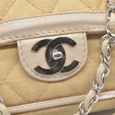 $2900 CHANEL 2006-2008 Medium Classic Lambskin Trimmed Canvas Line Double Flap shoulder bag