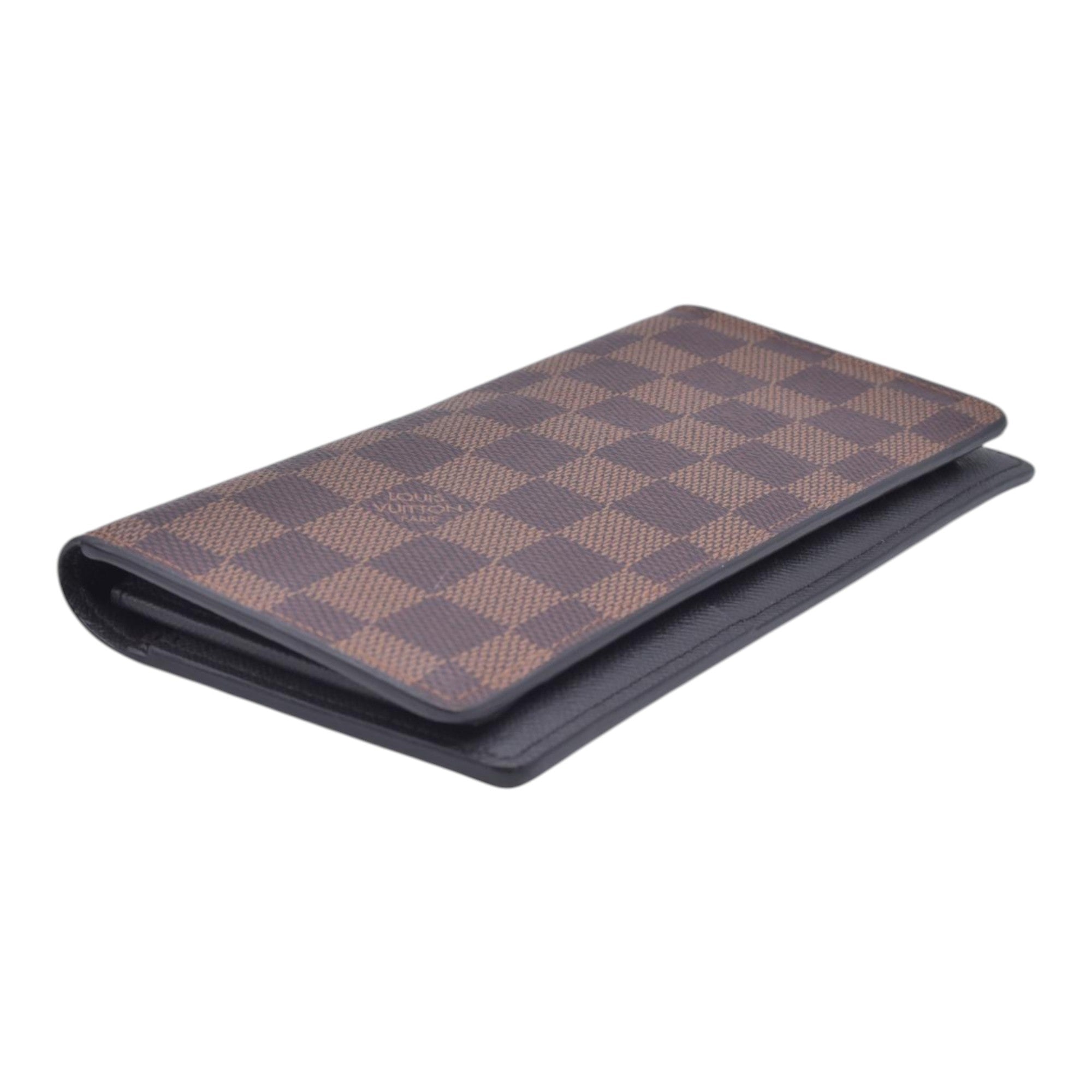 $680 LOUIS VUITTON Damier Ebene Portefeuille International Wallet Brown CONSIGNMENT 10021568