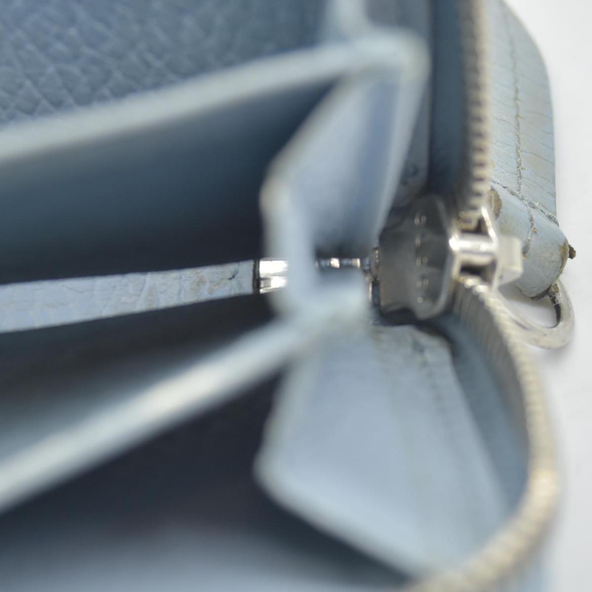 $660 Gucci Blue Calfskin Monochrome Dollar GG Marmont Zip Around Card Holder