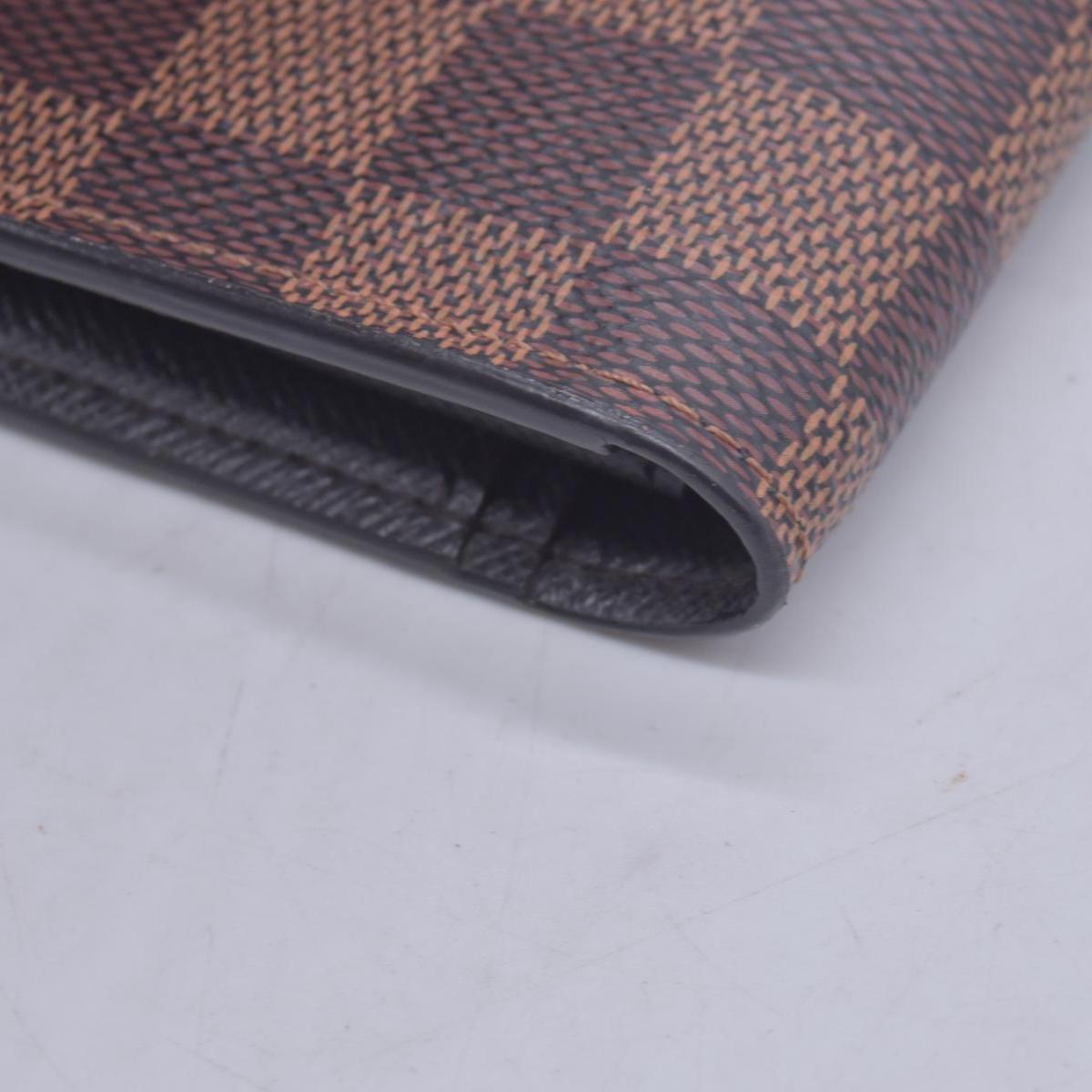 $680 LOUIS VUITTON Damier Ebene Portefeuille International Wallet Brown CONSIGNMENT 10021568