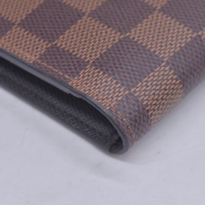 $680 LOUIS VUITTON Damier Ebene Portefeuille International Wallet Brown CONSIGNMENT 10021568