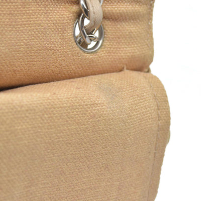 $2900 CHANEL 2006-2008 Medium Classic Lambskin Trimmed Canvas Line Double Flap shoulder bag