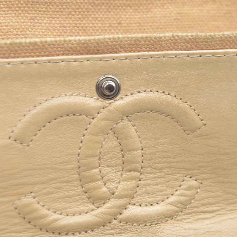 $2900 CHANEL 2006-2008 Medium Classic Lambskin Trimmed Canvas Line Double Flap shoulder bag