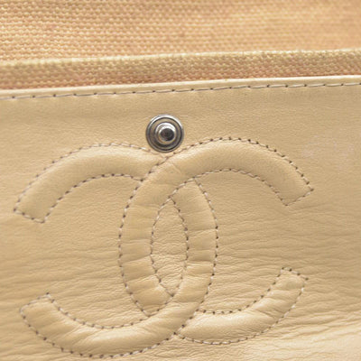 $2900 CHANEL 2006-2008 Medium Classic Lambskin Trimmed Canvas Line Double Flap shoulder bag