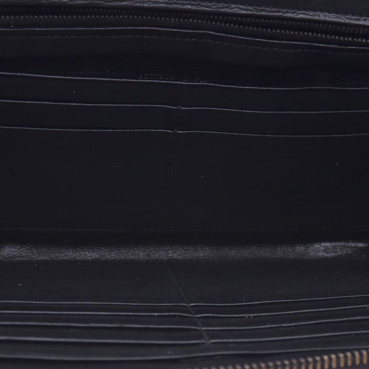 $850 BOTTEGA VENETA Bottega Veneta Black Intrecciato Long Zip Wallet CONSIGNMENT 10021571