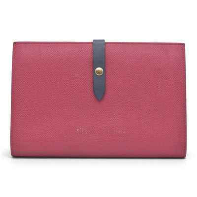 $790 CELINE Drummed Calfskin Large Strap Multifunction Wallet CONSIGNMENT 10021572