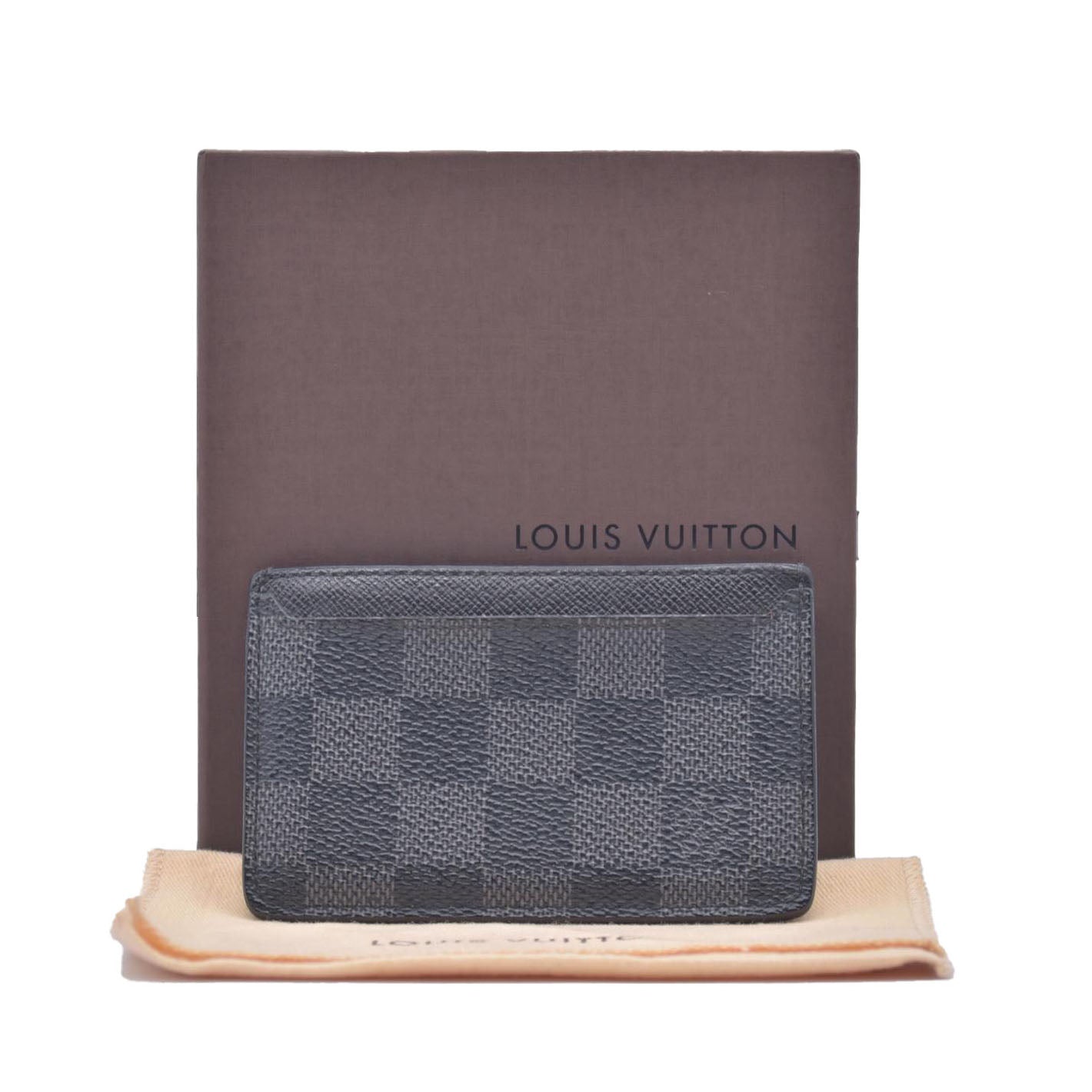 $385 Louis Vuitton 2008 Damier Graphite Pattern Card Case TH5008 CONSIGNMENT