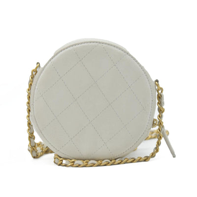 $3100 Chanel Lambskin Quilted Pearl Round Clutch With Chain White 29 2020