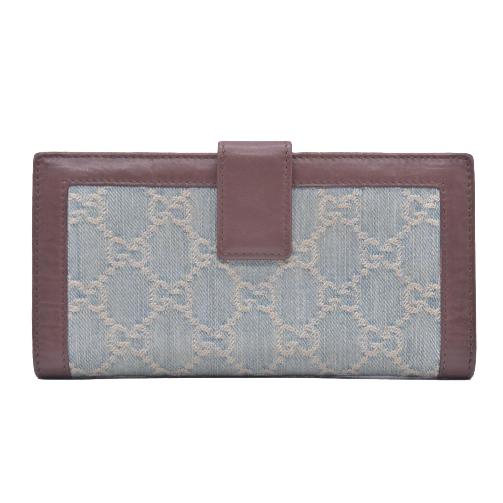 Gucci Monogram Script Continental Wallet Blue Denim CONSIGNMENT