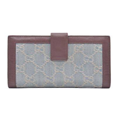 Gucci Monogram Script Continental Wallet Blue Denim CONSIGNMENT