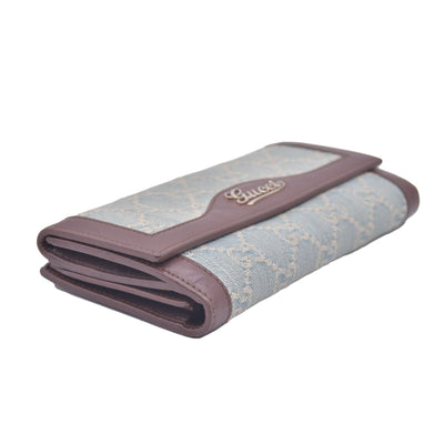 Gucci Monogram Script Continental Wallet Blue Denim CONSIGNMENT