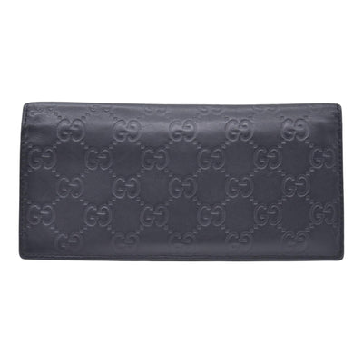$620 GUCCI Guccissima Long Continental Flap Wallet Black CONSIGNMENT 10021591