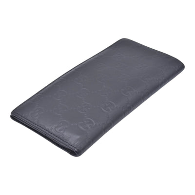 $620 GUCCI Guccissima Long Continental Flap Wallet Black CONSIGNMENT 10021591
