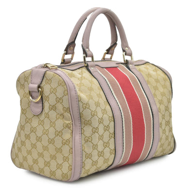$1950 Gucci Vintage Web Boston Bag GG Canvas Medium Tote Bag