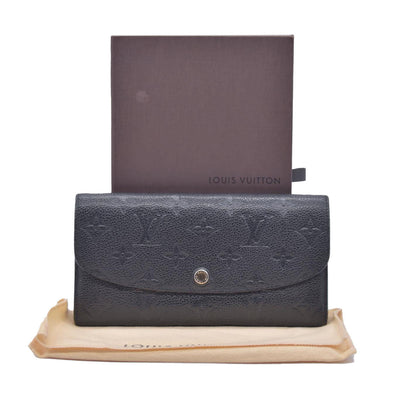 $800 2016 Louis Vuitton Monogram Empreinte Leather Emilie Wallet Black Beige CA1146 CONSIGNMENT