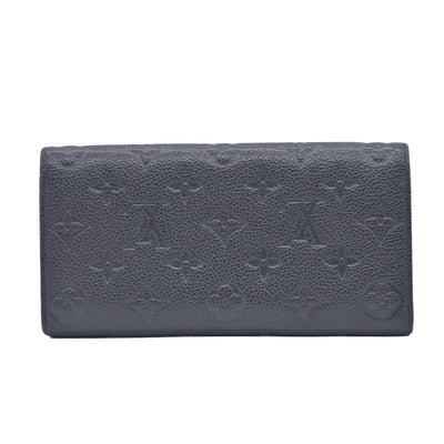 $800 2016 Louis Vuitton Monogram Empreinte Leather Emilie Wallet Black Beige CA1146 CONSIGNMENT