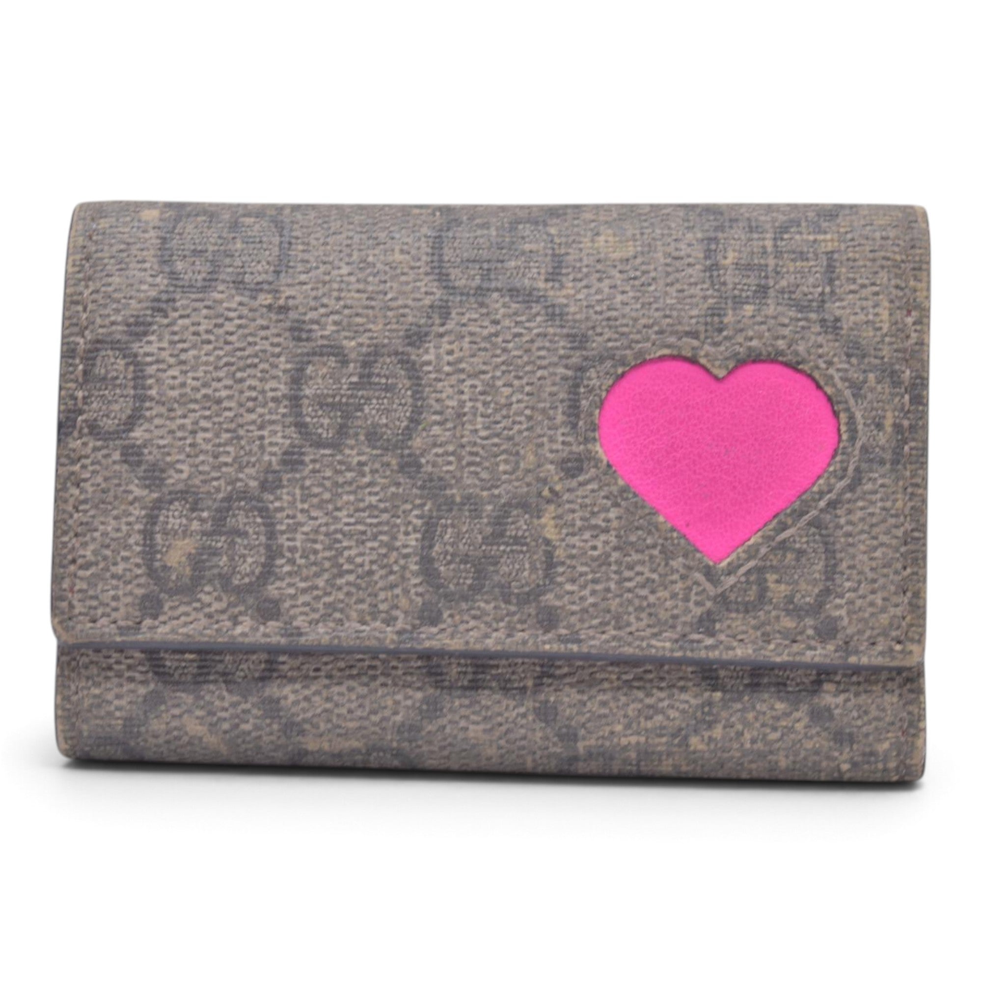 $350 GUCCI Gucci GG Supreme Floral / Heart Card Case CONSIGNMENT 10021575