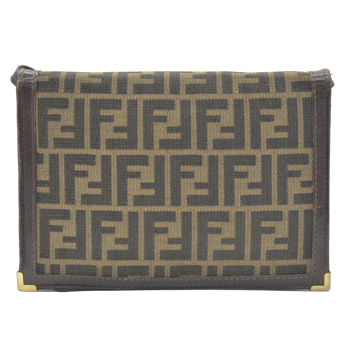 $2250 CONSIGNMENT FENDI Zucca Flap Clutch with Strap