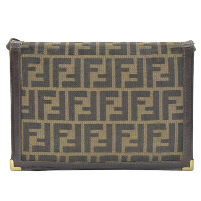 $2250 CONSIGNMENT FENDI Zucca Flap Clutch with Strap