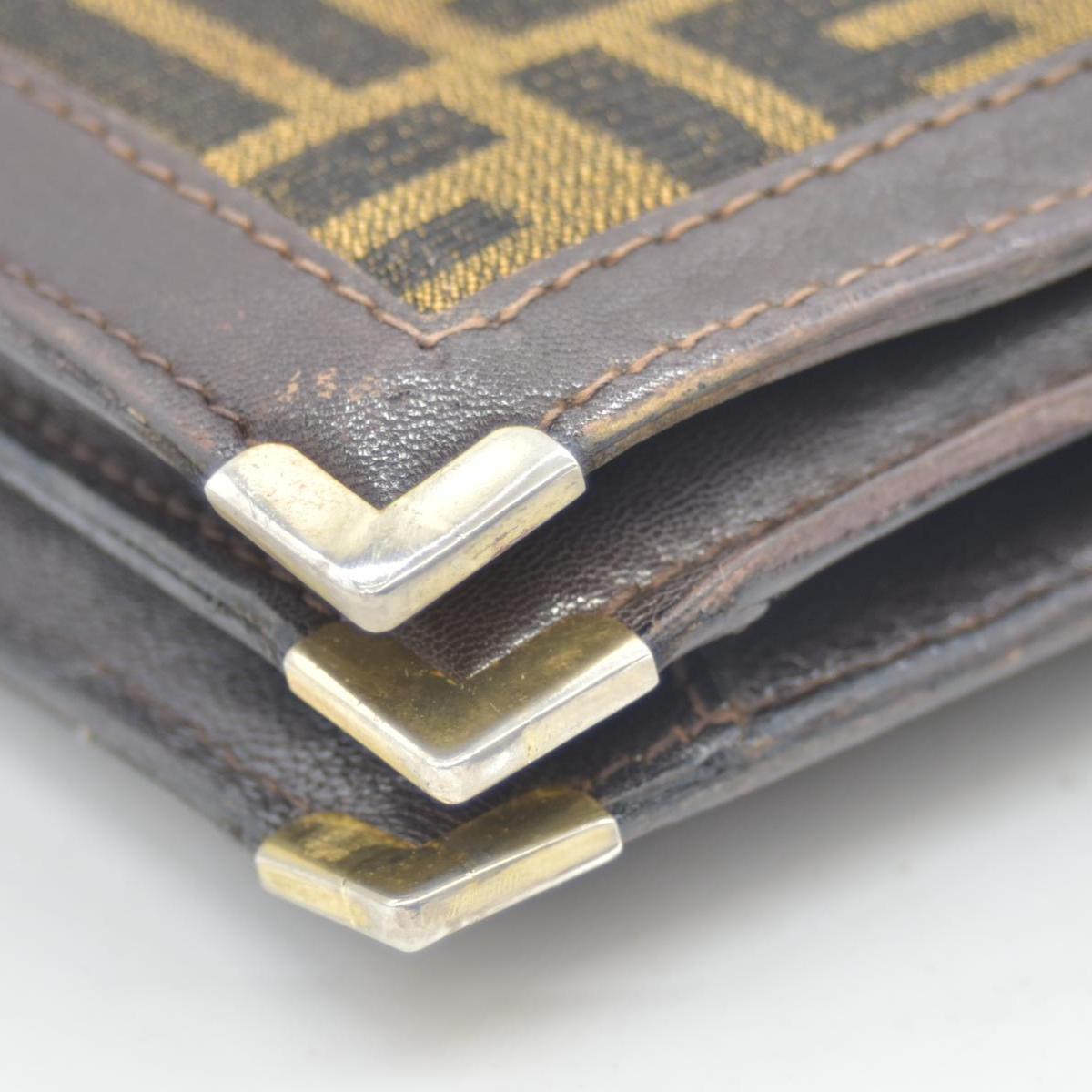 $2250 CONSIGNMENT FENDI Zucca Flap Clutch with Strap
