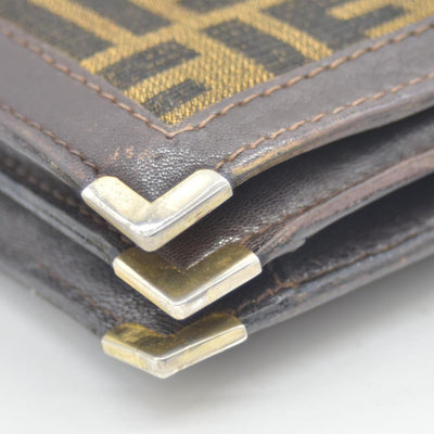 $2250 CONSIGNMENT FENDI Zucca Flap Clutch with Strap