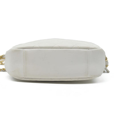 $4100 Chanel Calfskin Quilted Enchained Camera Case Bag White 2020