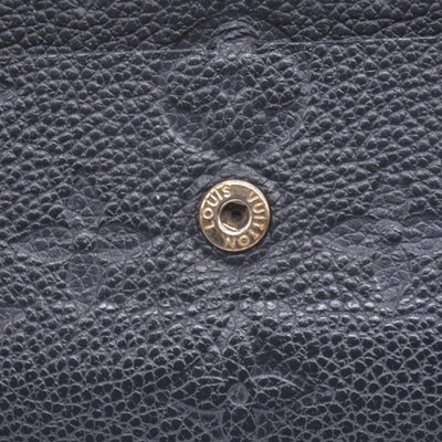 $800 2016 Louis Vuitton Monogram Empreinte Leather Emilie Wallet Black Beige CA1146 CONSIGNMENT
