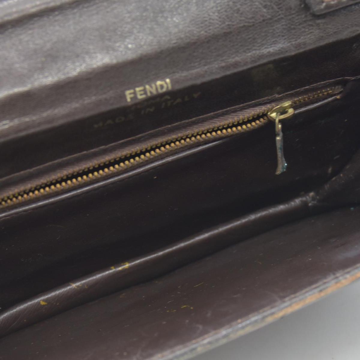 $2250 CONSIGNMENT FENDI Zucca Flap Clutch with Strap