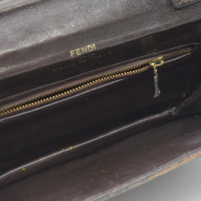$2250 CONSIGNMENT FENDI Zucca Flap Clutch with Strap