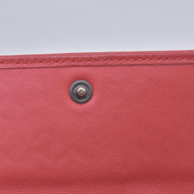 $820 BOTTEGA VENETA Nappa Intrecciato Snakeskin Continental Flap Wallet Coral PinkCONSIGNMENT 10021561