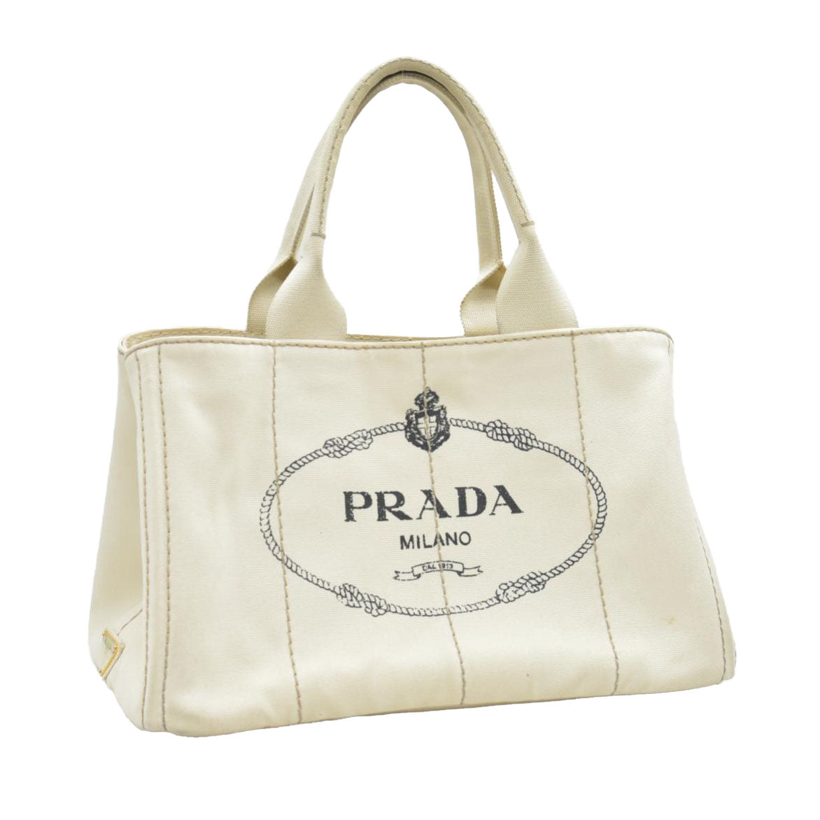 $800 CONSIGNMENT PRADA Canapa Logo Tote Grezzo