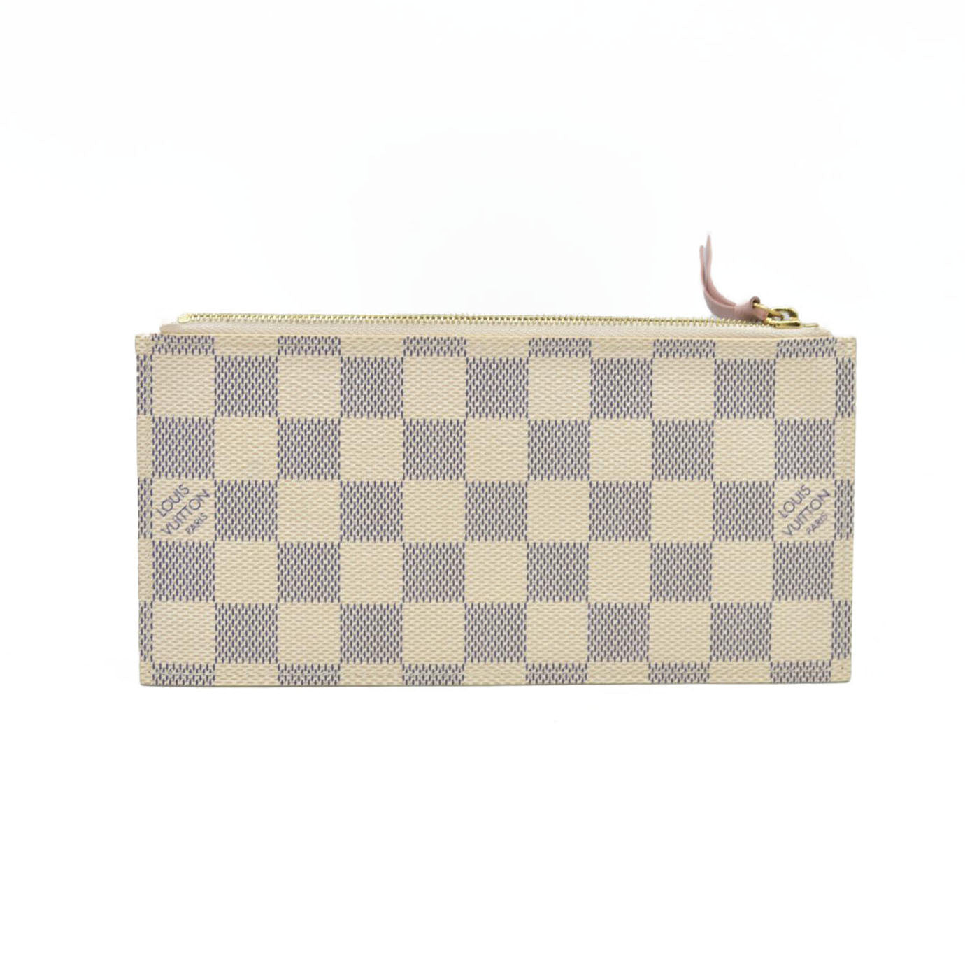 $1580 Louis Vuitton Damier Azur Pochette Félicie Wallet Zippered Insert Rose Ballerine