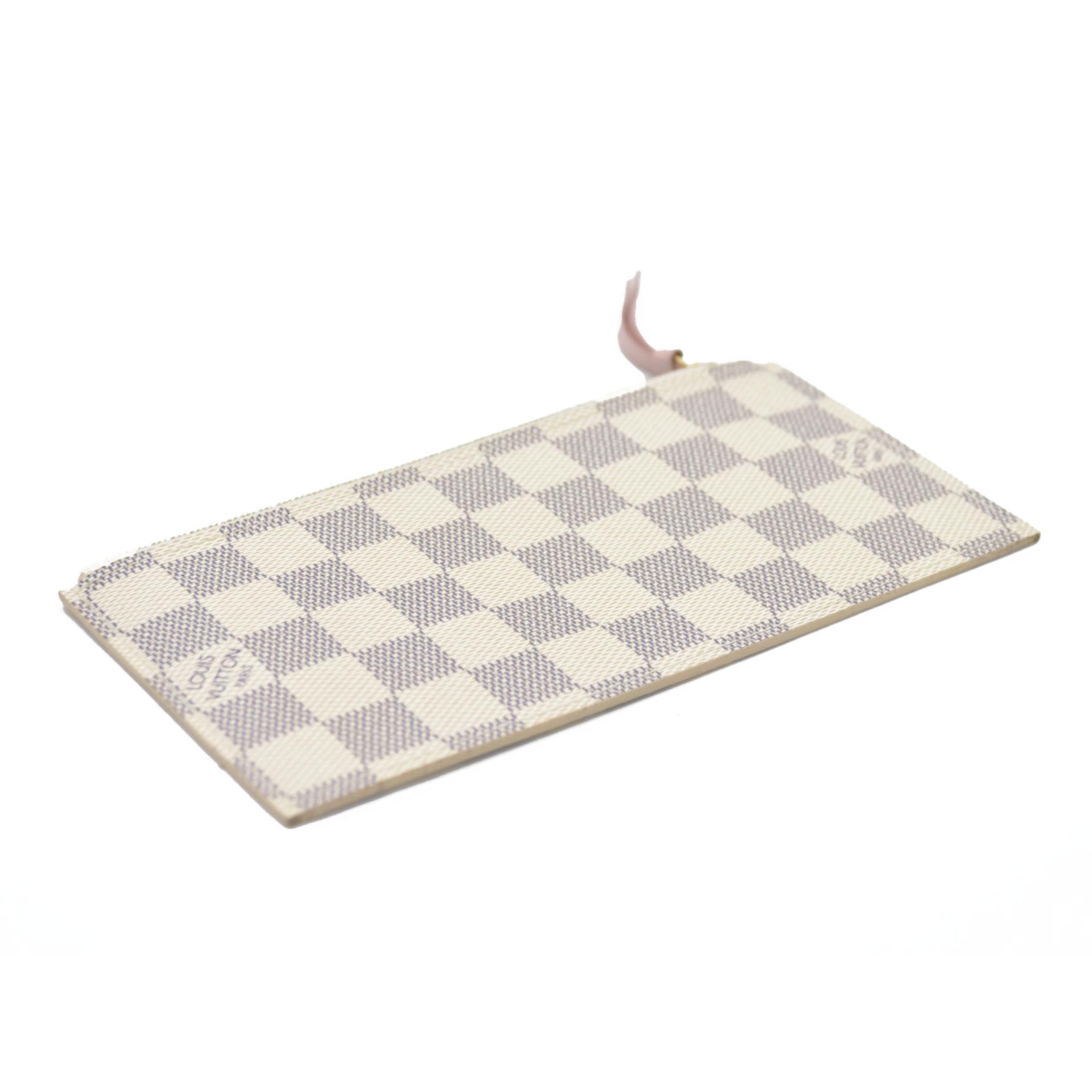 $1580 Louis Vuitton Damier Azur Pochette Félicie Wallet Zippered Insert Rose Ballerine