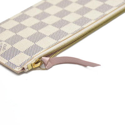 $1580 Louis Vuitton Damier Azur Pochette Félicie Wallet Zippered Insert Rose Ballerine