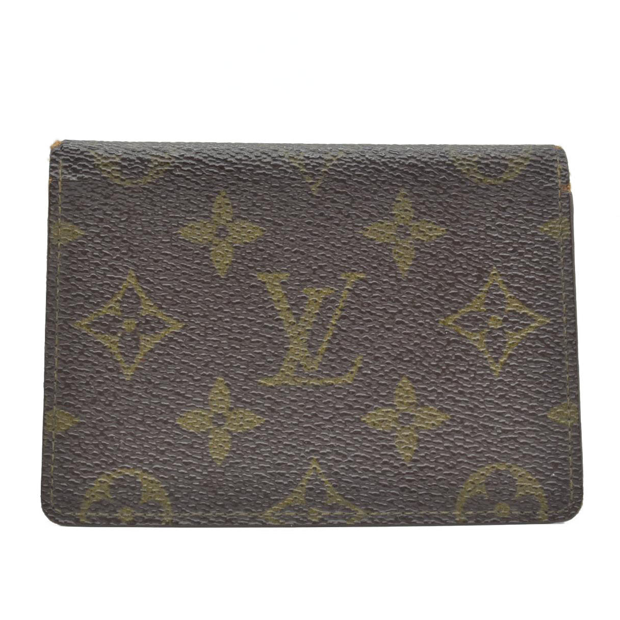 $350 Vintage Louis Vuitton Monogram Porte 2 Cartes Vertical Pass Card Case Brown