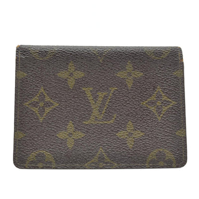 $350 Vintage Louis Vuitton Monogram Porte 2 Cartes Vertical Pass Card Case Brown