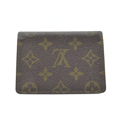 $350 Vintage Louis Vuitton Monogram Porte 2 Cartes Vertical Pass Card Case Brown