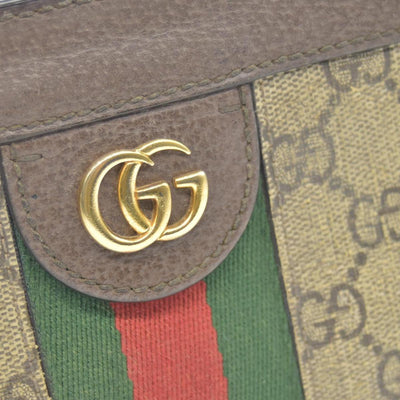 $2050 CONSIGNMENT GUCCI GG Supreme Monogram Web Small Ophidia Chain Shoulder Bag Brown