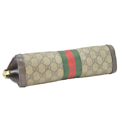 $2050 CONSIGNMENT GUCCI GG Supreme Monogram Web Small Ophidia Chain Shoulder Bag Brown