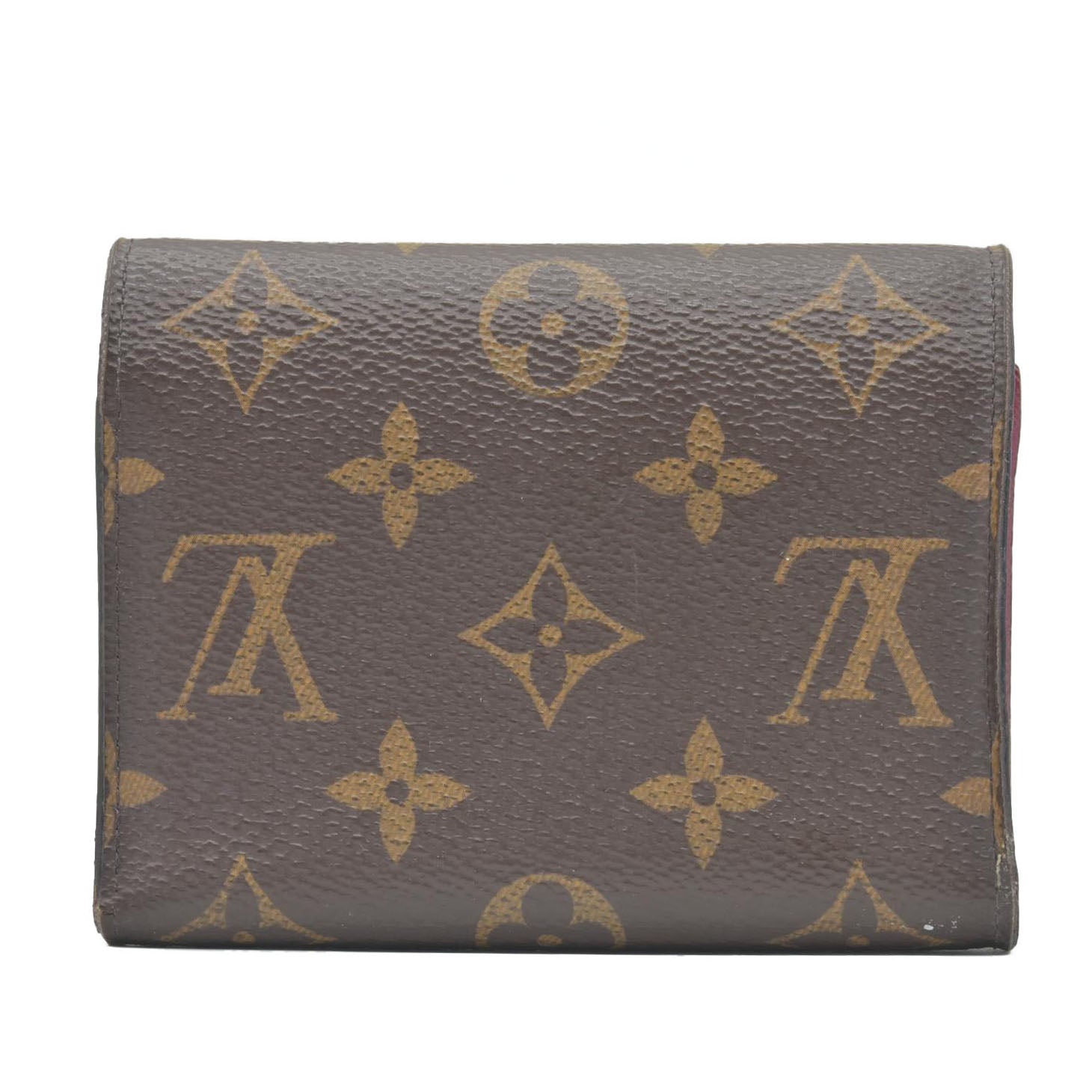 $605 2020 Louis Vuitton Monogram Victorine Trifold Wallet Fuchsia Interior FY0220