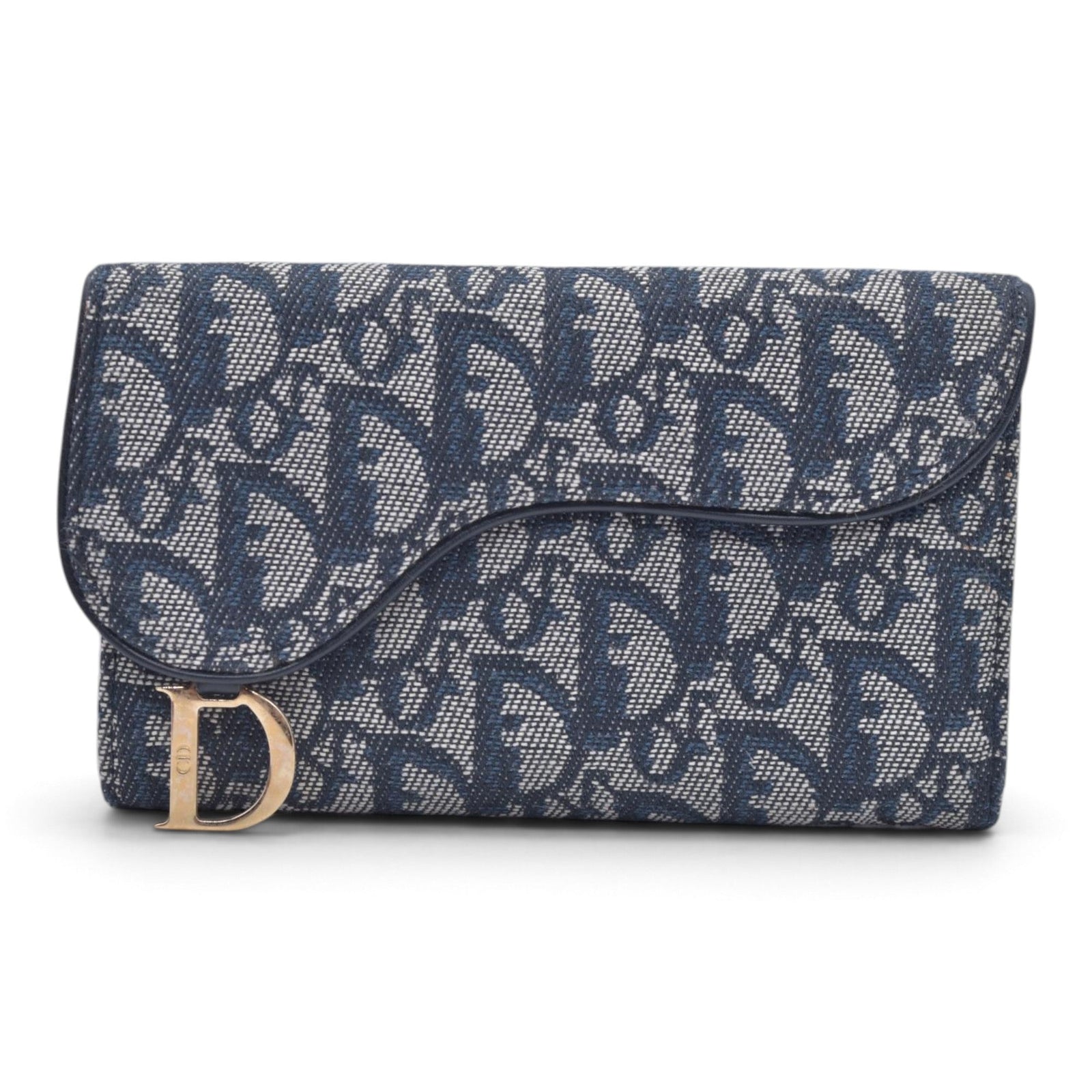 $720 CHRISTIAN DIOR Christian Dior Oblique Trotter Canvas Wallet CONSIGNMENT 10021569