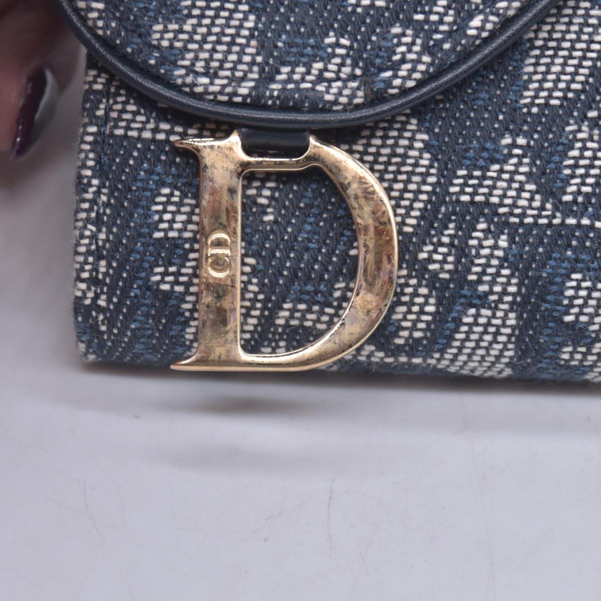 $720 CHRISTIAN DIOR Christian Dior Oblique Trotter Canvas Wallet CONSIGNMENT 10021569