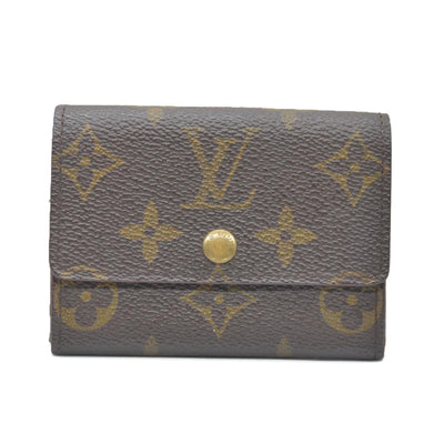 Louis Vuitton Monogram Porte Monnaie Plat Coin Purse Wallet Brown