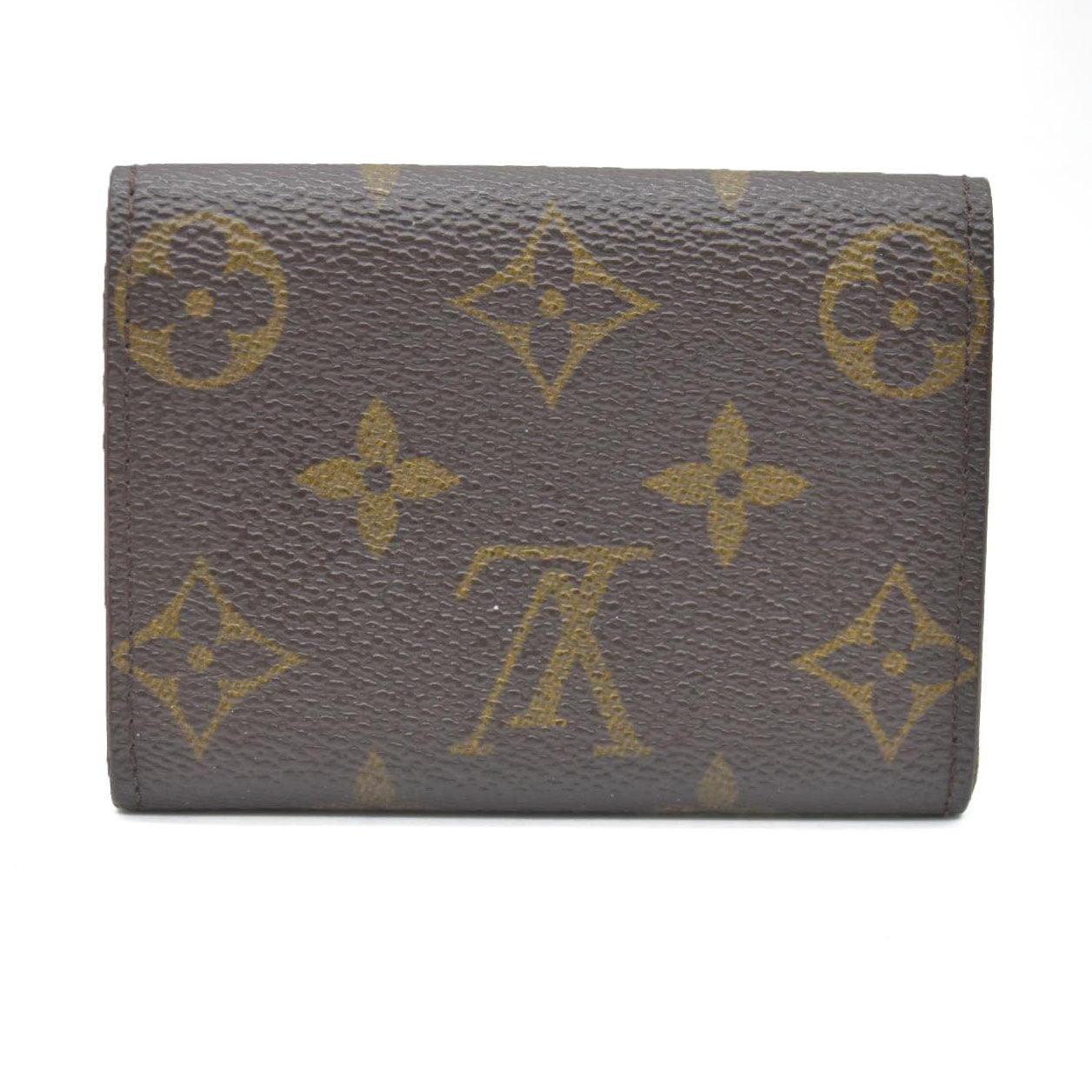 Louis Vuitton Monogram Porte Monnaie Plat Coin Purse Wallet Brown