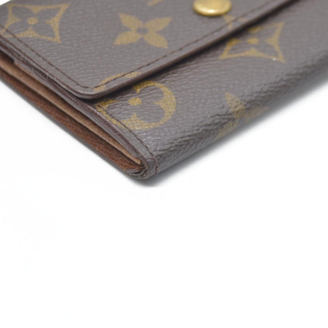 Louis Vuitton Monogram Porte Monnaie Plat Coin Purse Wallet Brown