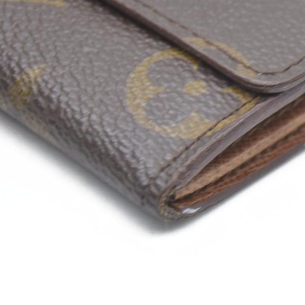 Louis Vuitton Monogram Porte Monnaie Plat Coin Purse Wallet Brown